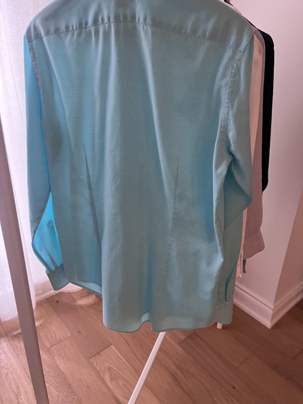 MEN'S LUXURY DRESS SHIRT, AQUA BLUE, MADE IN ITALY, SZ 39cm/15.5" NECK, USM - Picture 9 of 15